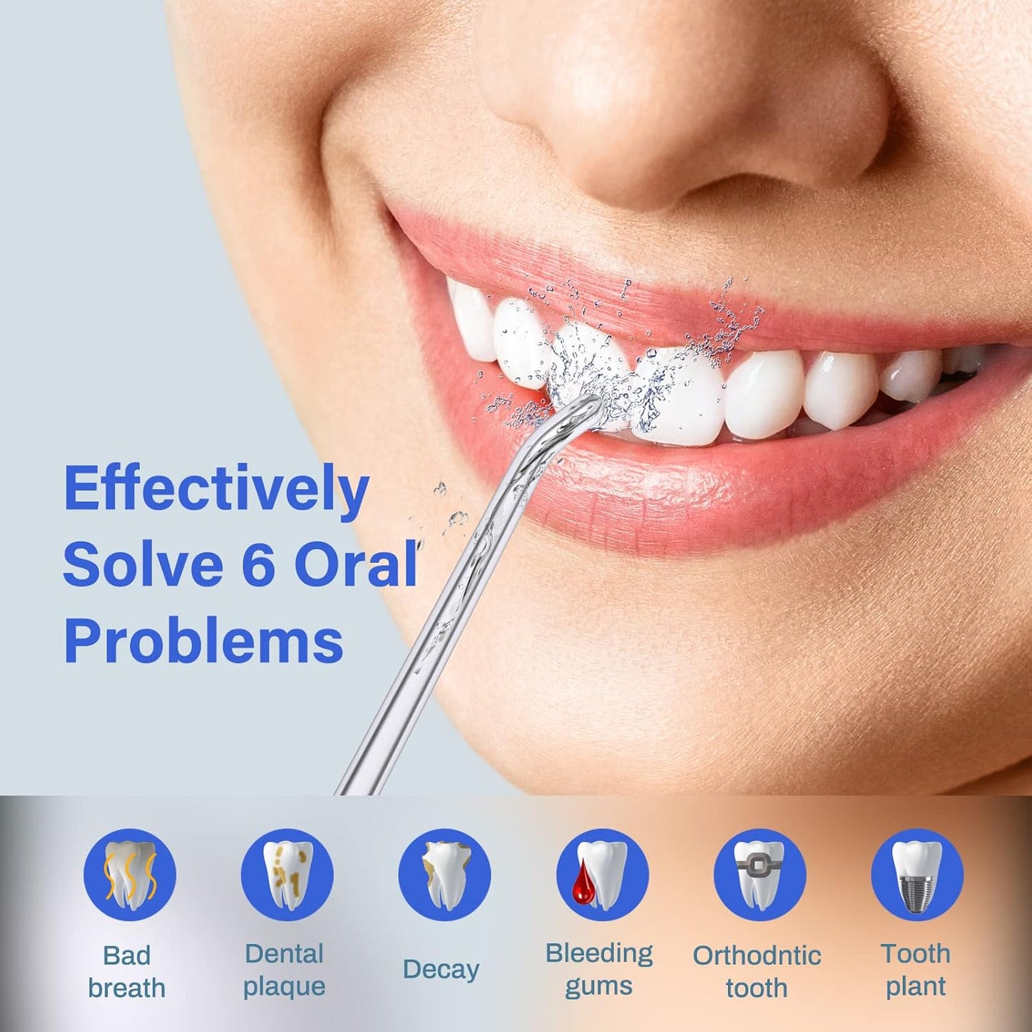 Water Flosser Cordless for Teeth, Mini Portable Oral Irrigator with 9 Pressure Modes, Teeth Cleaner Pick, Unique Pressure Stabilization Technology, IPX7 Waterproof for Home Travel