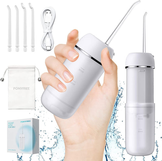 Water Flosser Cordless for Teeth,  Mini Portable Oral Irrigator with 9 Pressure Modes, Teeth Cleaner Pick, Unique Pressure Stabilization Technology, IPX7 Waterproof for Home Travel